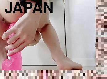 asiatisk, onani, pussy, japansk, dildo