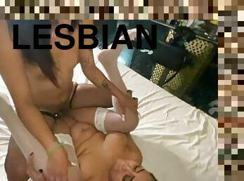 Horny Lesbian Tribbing at Motel