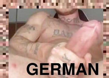 Big trained huge german guy jerking off his big huge White cock