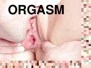 klitoris, orgasme, pussy, amatør, babes, tenåring, fingret, stram, nærbilde, våt