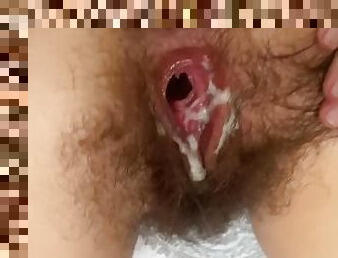 kıllı, boşalma, amcık-pussy, amatör, derleme, vajinadan-sızan-sperm, bakış-açısı, meni, kıç-butt, yakın-çekim