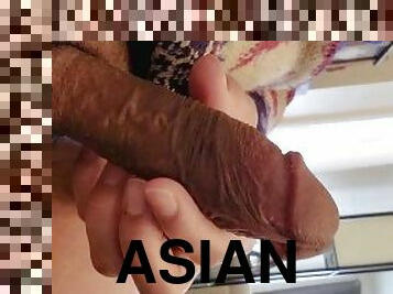 asiatisk, onani, amatør, handjob, alene, pikk