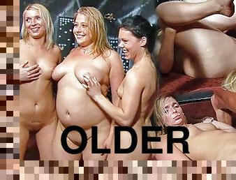 Naked older men play with three amateur British women