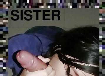 My stepsister comes home late and I make her give me a good blowjob - Porn in Spanish