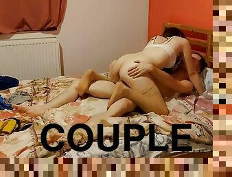 Young romantic couple making love