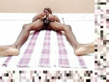 Rajesh bear feet, masturbating cock, showing ass and cumming in the glass