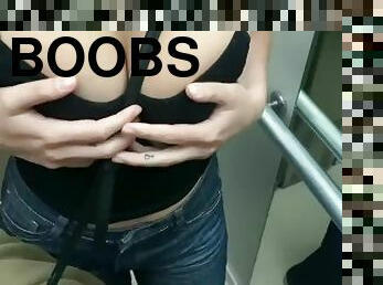 tetas-grandes, público, amateur, babes, pareja, novia, tetas, perfecto, pillada