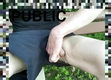 Very risky jerking in public