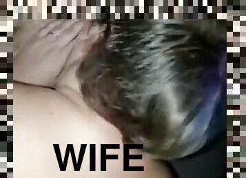 Hot wife taking a strangers thick cock while I suck my husbans dick