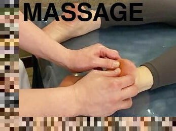 asien, dilettant, japanier, massage, füße, koreaner