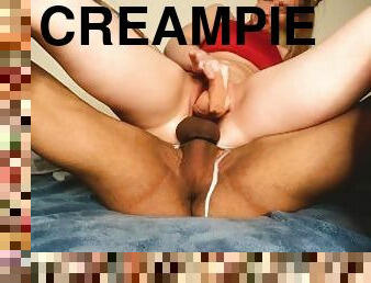 fisse-pussy, amatør, udløsning, kæmpestor-pik, teenager, creampie, par, sperm, snæver, våd