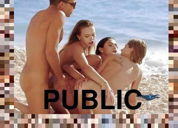 culo, al-aire-libre, público, amateur, recopilación, sexo-en-grupo, playa, primera-persona, rubia, morena