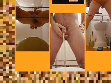 papá, meando, amateur, gay, bragas, baño, fetichista, a-solas, papi, tatuaje