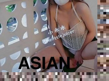 asiatisk, storatuttar, masturbation, orgasm, publik, kvinnligt-sprut, leksak, söt, ensam, hotell