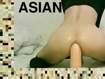 asiático, grande, gay, jovem18, europeia, euro, engraçado, cavalgando, dildo, sozinho