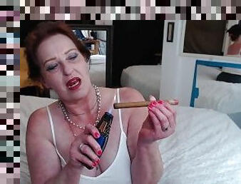 806 Smoking my first cigar custom request heavy makeup boob teasing from gorgeous PAWG DawnSkye