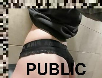 Sexy 19 yr old showing off ass in a public restroom