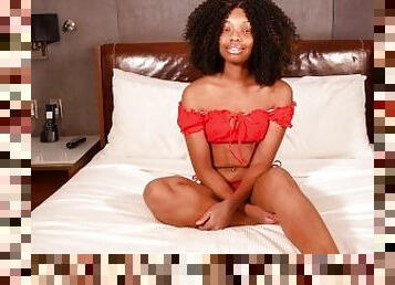 Cute ebony teen fucked during casting