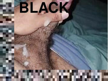 black dick shoots huge thick load with precum