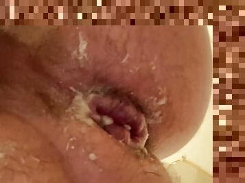Close up anal after being plugged all day long