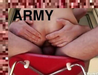 armée, énorme-bite, gay, point-de-vue, musclé, tatouage, bite, militaire, dure