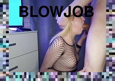 amatør, babes, blowjob, cumshot, tenåring, svelging, gloryhole, cum, blond, strømper