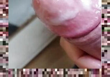 MOAN! Handjob precum and cum with extra moaning