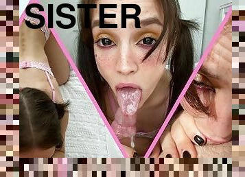 Stepsister instead of watching a cartoon had to do a blowjob and choke on cum