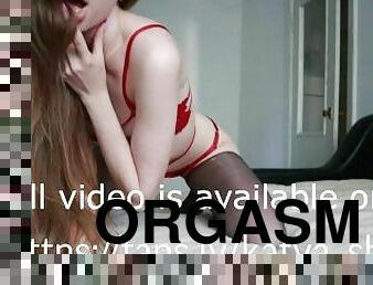 orgasme, fisse-pussy, sprøjte, amatør, fingering, strømper, trusser, kær, perfekt, solo