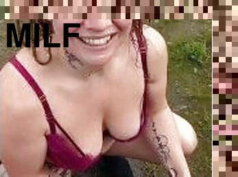 Super hot milf picked up & pissed on in public
