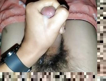 Bushy beautiful penis cumming