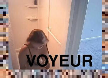 Big Tits shower voyeur