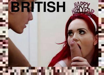 British redhead jasmine james tries to swallow his meat