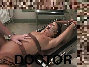 doktor, bdsm, fetisch, gagging, bondage, brunett