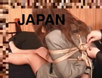 asiático, japonés, sadomasoquismo, medias, fetichista, amordazada, bondage, morena