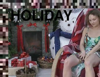 Simona Strips Naked On Her Chair For The Holidays