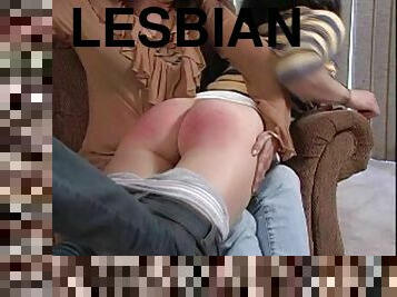 lesbian-lesbian, homo, berambut-pirang, bokong, pukulan-di-pantat