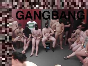 tryskanie, gangbang, seks-grupowy, brunetka, tatuaże