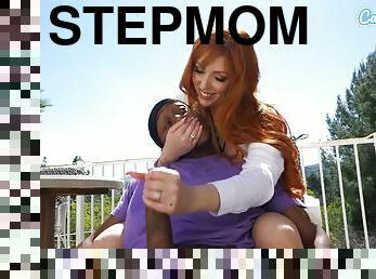 Stepmom breaks her masturbating and makes him cum in her panties