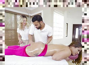 Oil massage threesome with Bella Rose, Miss Raquel & Derrick Ferrari