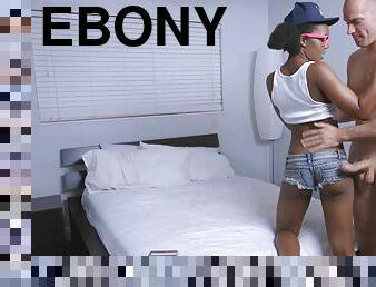 Ebony teen Haylee Wynters gets properly fucked in bed