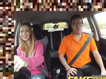 Fake driving school compilation reality video with young chicks & teacher