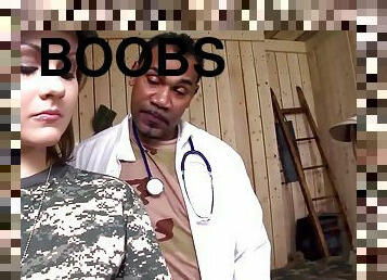 Military Lassies With Appetizing Boobs Are Examed By Black Doctor