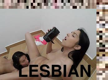 Teen lesbians Foxxi Black & Lexi Dona make a sex tape together