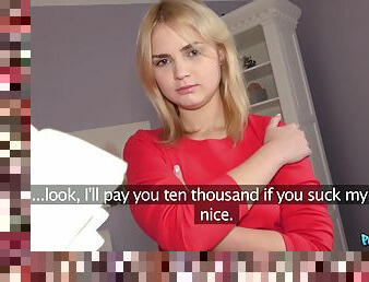 Petite Blonde Teen With Big Bottom Agrees For Sex!