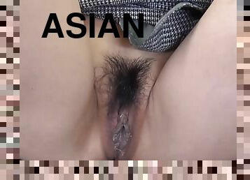 asian bitch stretches twat