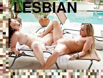Slender hot Jennifer Jacobs enjoys hot lesbian sex outdoors