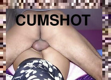 Quick and silent anal cumshot at my parents house