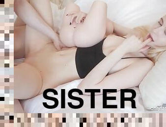 Step sister licks cum after creampie