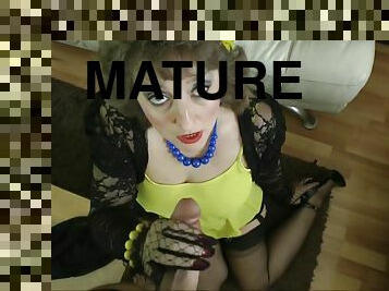 Hot mature woman in retro clothes POV sex